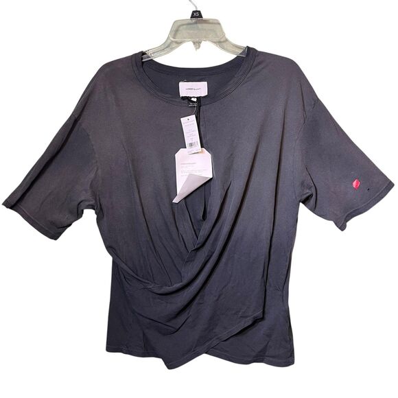 Current/Elliott Shirt Womens 0 Washed Gray The Draped Tee Made USA Twist Front - Picture 13 of 13